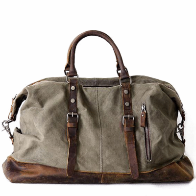 TP2 WAX VampTraveler™ Waxed Sac de Voyage Bagage à Main Weekender Sac à Bandoulière. Toile avec cuir naturel. 4 Couleurs